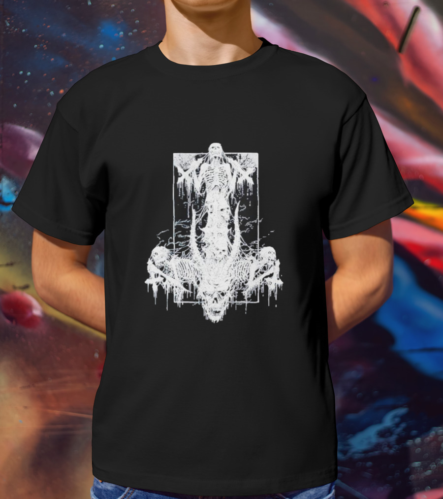 Riddickart X Spencer’s Black Unholy Skeleton Dripping Gothic T-Shirt