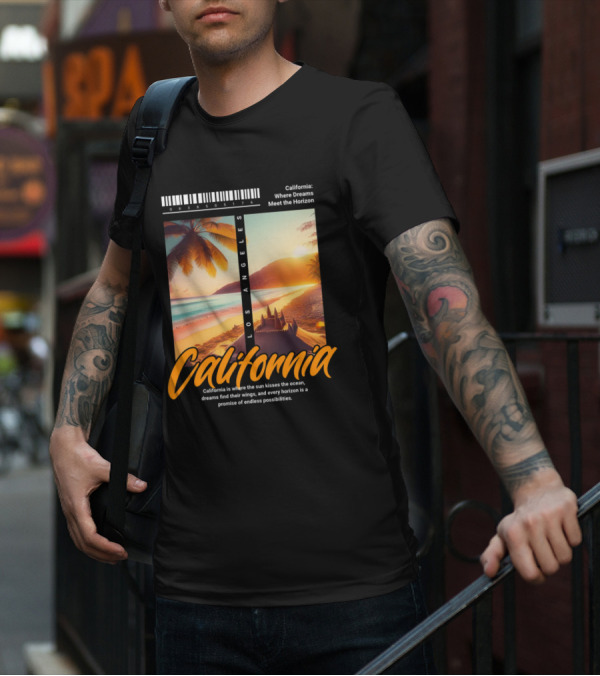 Los Angeles California Where Dreams Meet The Horizon Ocean Sunset T-Shirt
