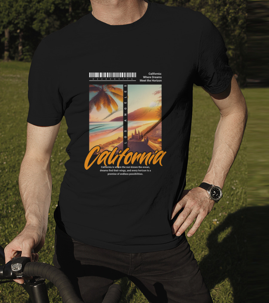 Los Angeles California Where Dreams Meet The Horizon Ocean Sunset T-Shirt