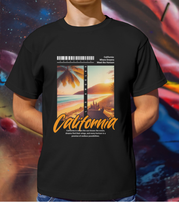 Los Angeles California Where Dreams Meet The Horizon Ocean Sunset T-Shirt