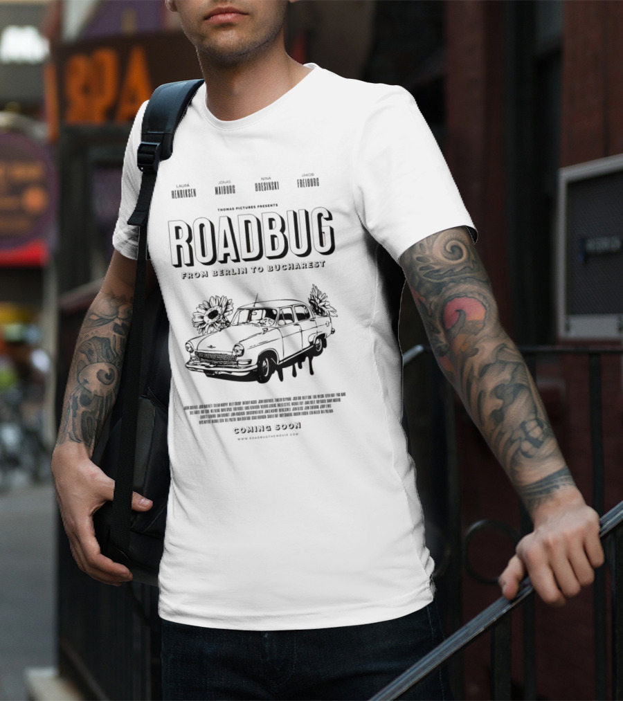 Roadbug From Berlin To Bucharest Thomas Pictures Presents Classic Car Movie T-Shirt