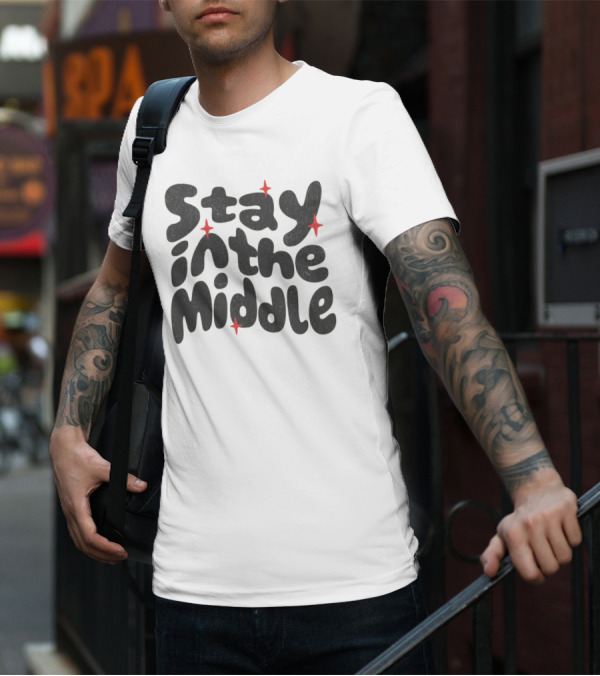 Stay In The Middle With Red Spark Accents T-Shirt