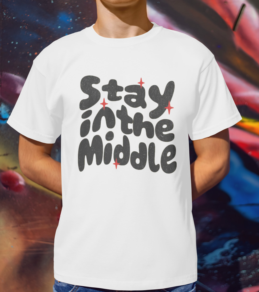 Stay In The Middle With Red Spark Accents T-Shirt