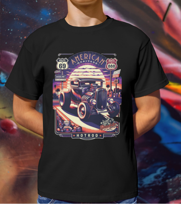 American Heritage Route 69 Hotrod Speedster Gasoline Motel T-Shirt