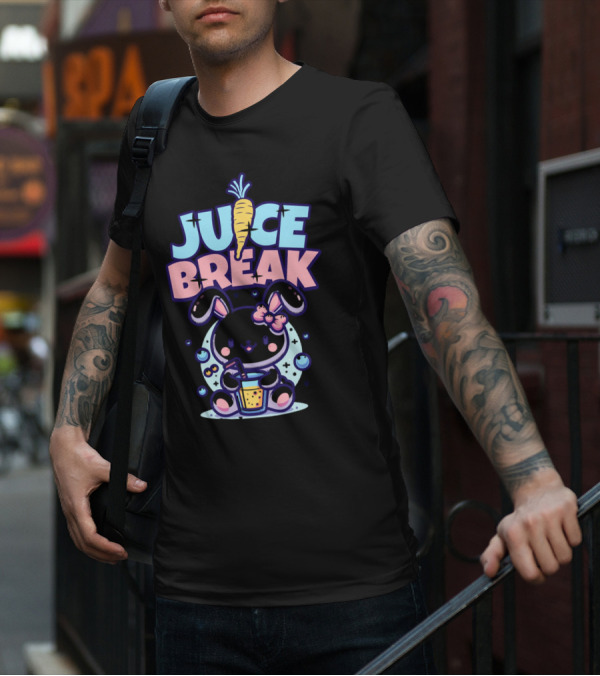 Juice Break Cute Bunny With Carrot And Drink T-Shirt