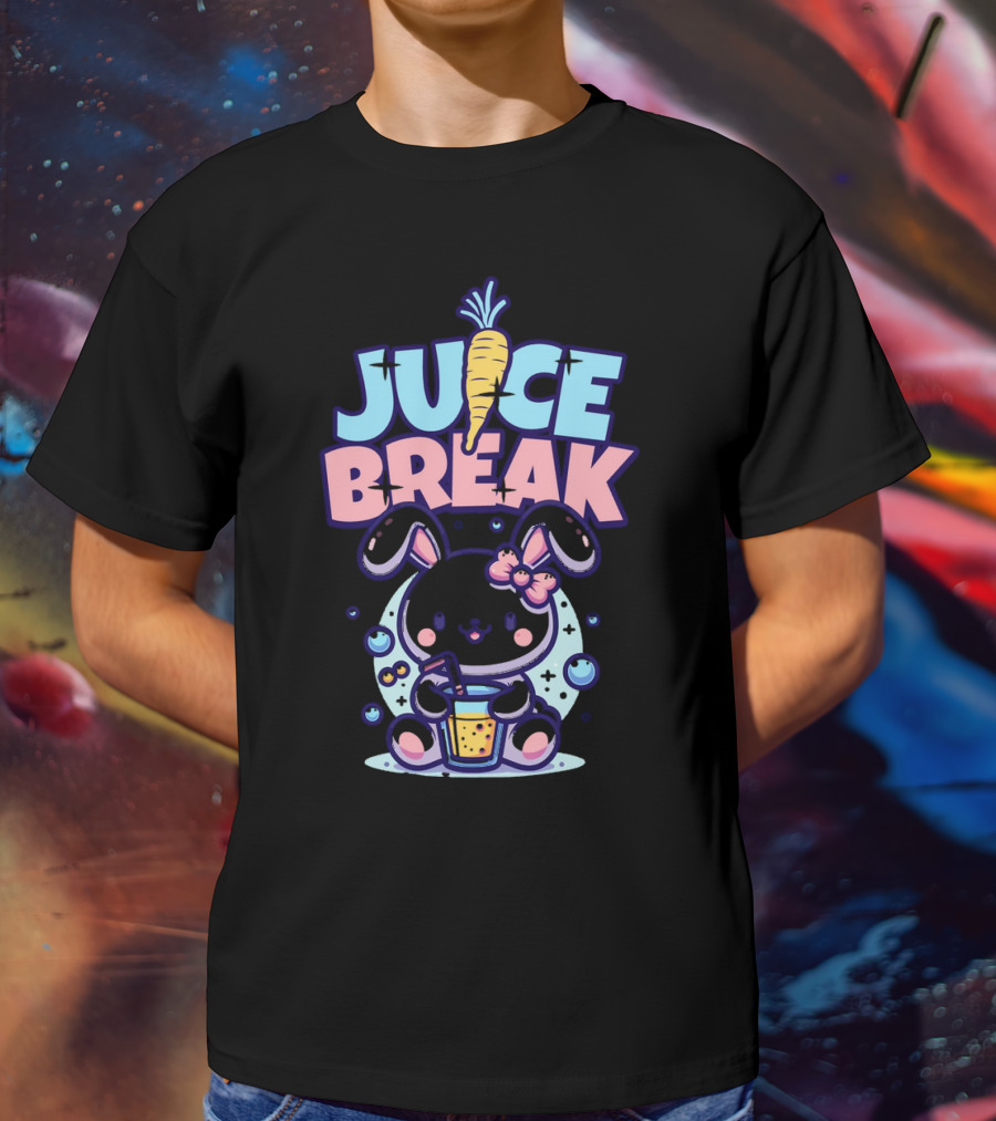 Juice Break Cute Bunny With Carrot And Drink T-Shirt