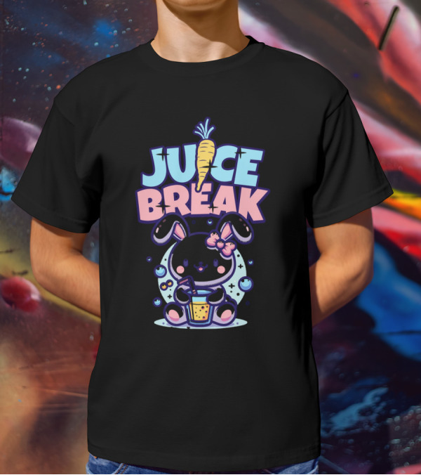 Juice Break Cute Bunny With Carrot And Drink T-Shirt