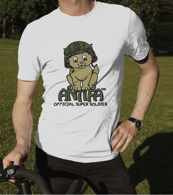 Antifa Super Soldier Peace Helmet Kitten T-Shirt