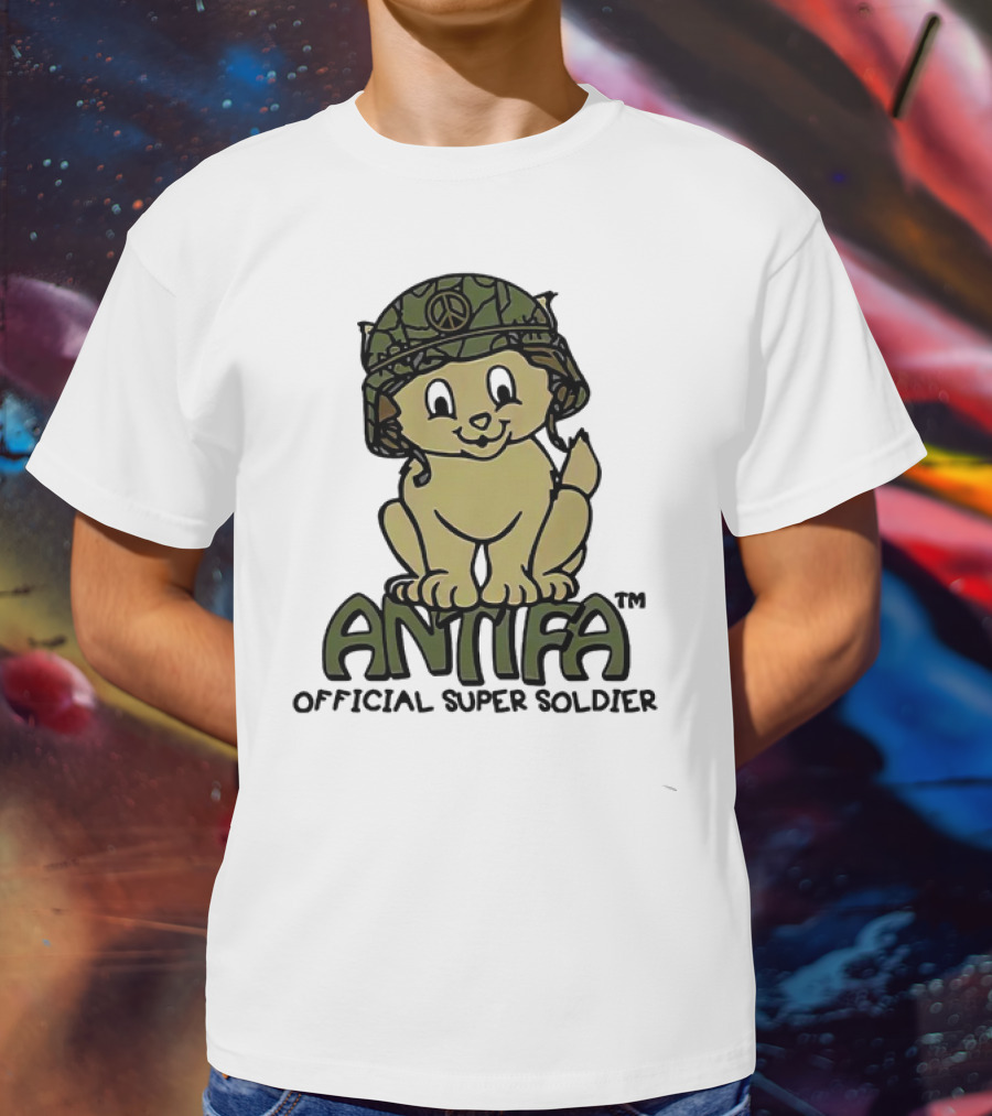 Antifa Super Soldier Peace Helmet Kitten T-Shirt