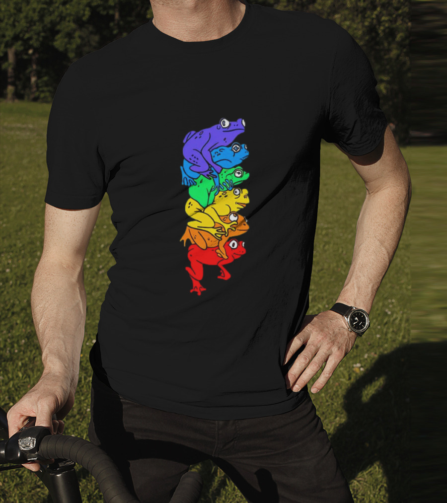 Rainbow Gay Frog Stack T-Shirt