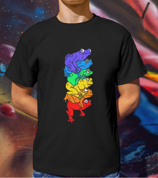 Rainbow Gay Frog Stack T-Shirt