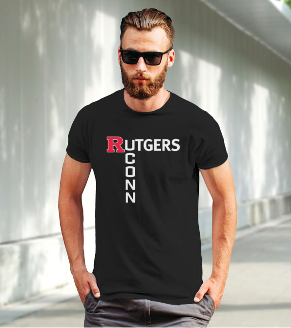 Rutgers Scarlet Knights UConn Huskies Vertical Textblock T-Shirt