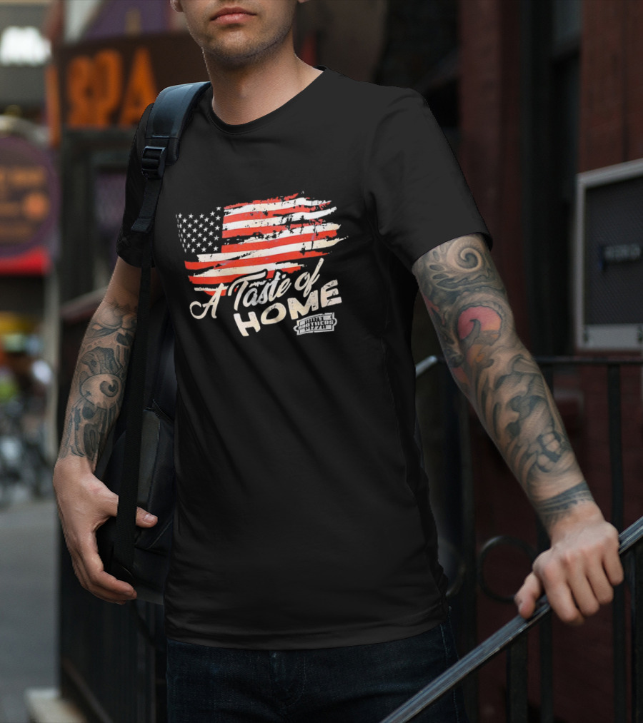 USA Flag A Taste Of Home Johnny Carino's Pizza T-Shirt