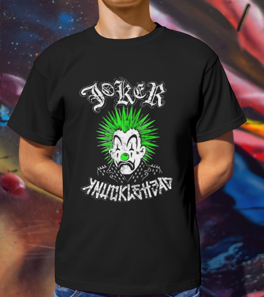 Joker Knucklehead Punk Clown Green Mohawk T-Shirt