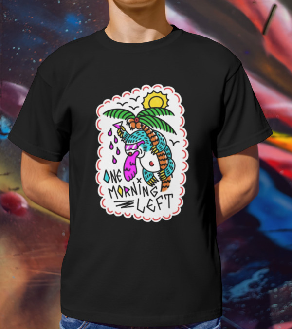 One Morning Left Palm Sloth Tropical Sunset Vibes T-Shirt