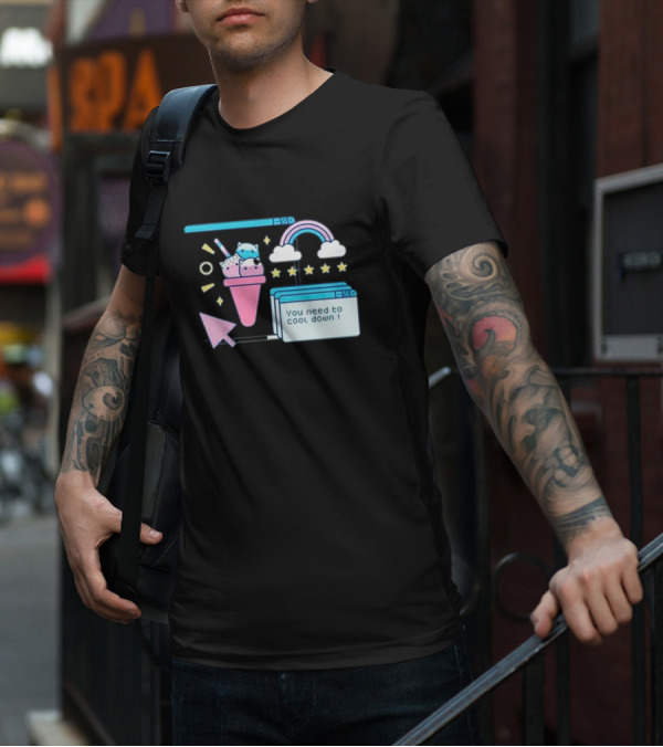 You Need To Cool Down Pastel Computer Icon With Rainbow And Star Elements T-Shirt