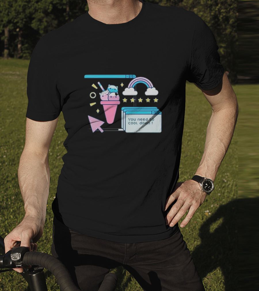 You Need To Cool Down Pastel Computer Icon With Rainbow And Star Elements T-Shirt