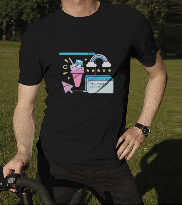 You Need To Cool Down Pastel Computer Icon With Rainbow And Star Elements T-Shirt