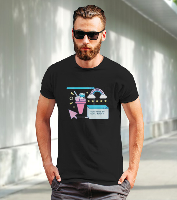 You Need To Cool Down Pastel Computer Icon With Rainbow And Star Elements T-Shirt