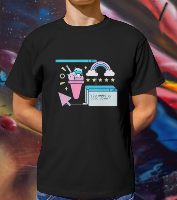 You Need To Cool Down Pastel Computer Icon With Rainbow And Star Elements T-Shirt