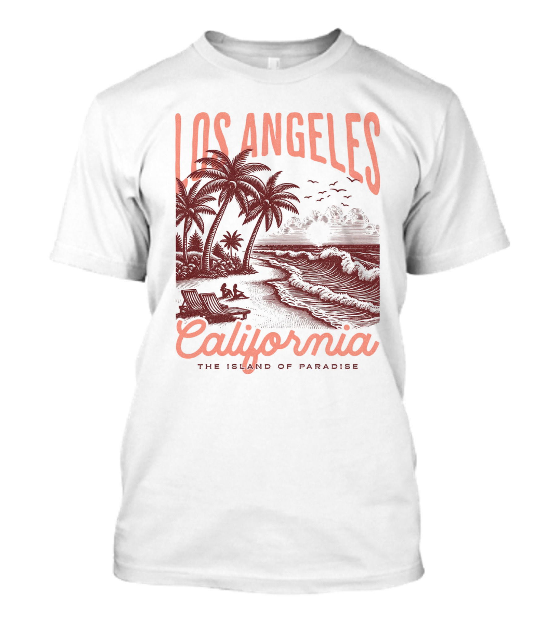 Los Angeles California The Island Of Paradise Vintage Beach T-Shirt