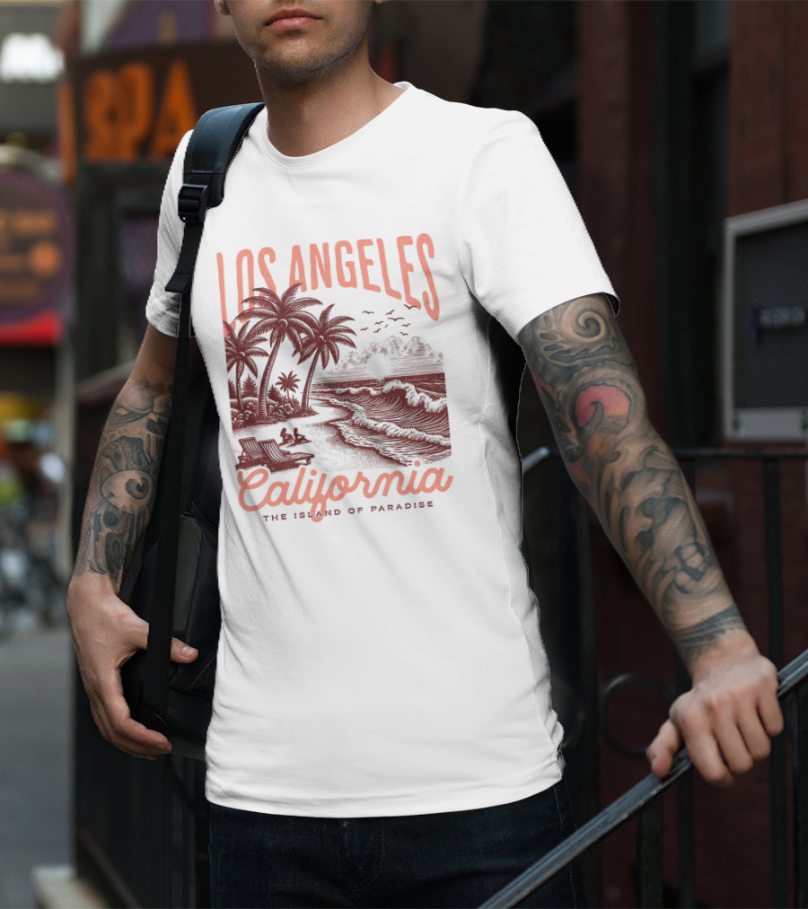 Los Angeles California The Island Of Paradise Vintage Beach T-Shirt