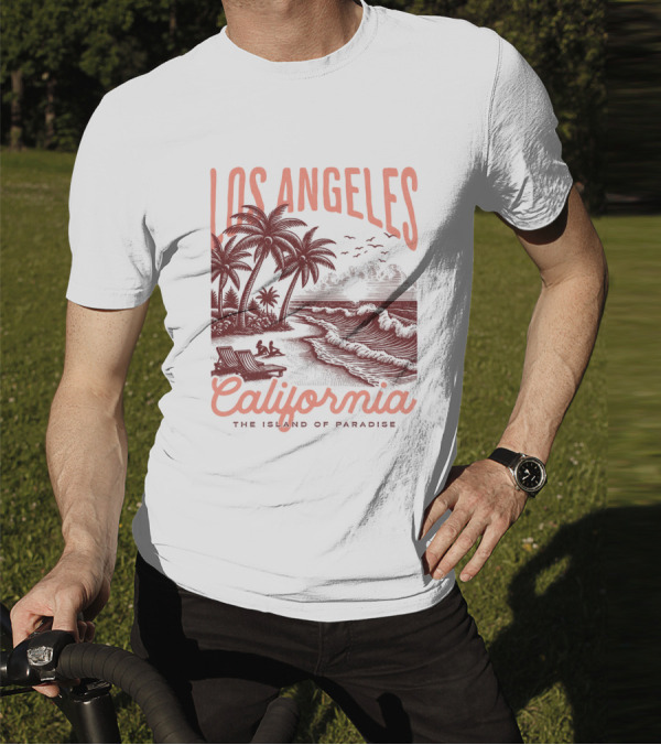 Los Angeles California The Island Of Paradise Vintage Beach T-Shirt