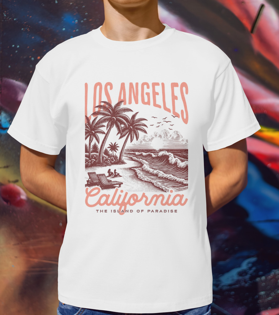 Los Angeles California The Island Of Paradise Vintage Beach T-Shirt