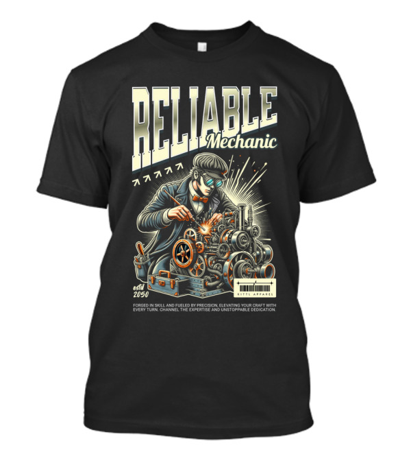 RELIABLE Mechanic Estd 2050 Skilled Precision Expertise KEITHS APPARELS T-Shirt