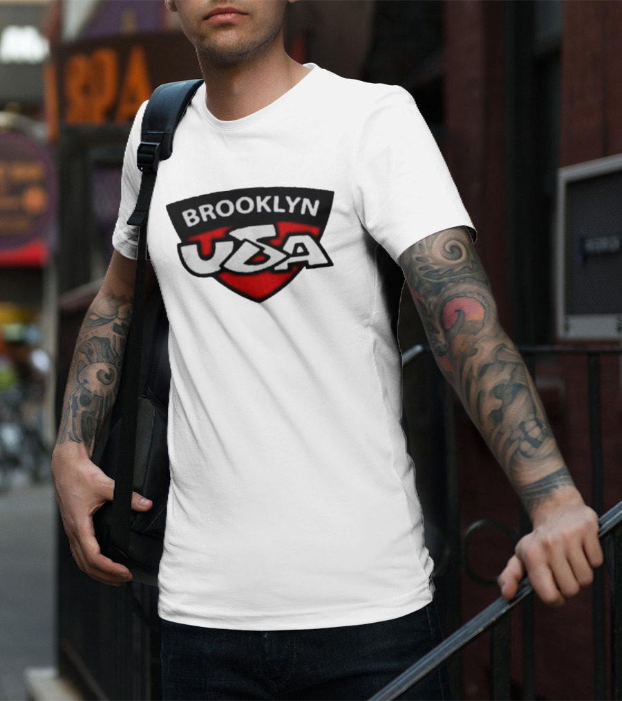Brooklyn USA Red Black Shield Emblem T-Shirt