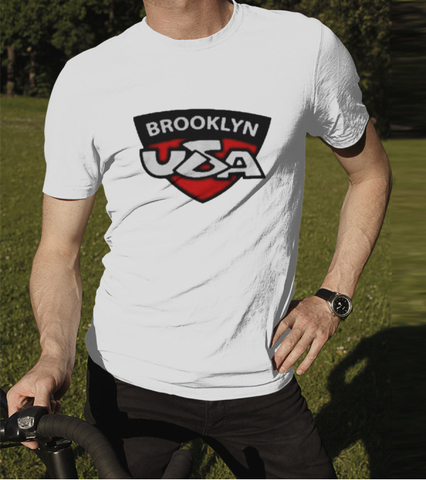 Brooklyn USA Red Black Shield Emblem T-Shirt