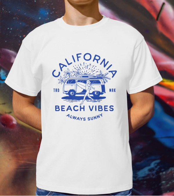 California Beach Vibes Always Sunny Retro Camper Van T-Shirt