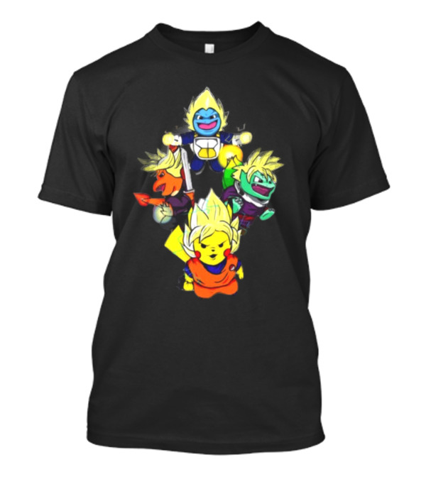 Dragon Ball Super Saiyan Pokemon Crossover Characters T-Shirt