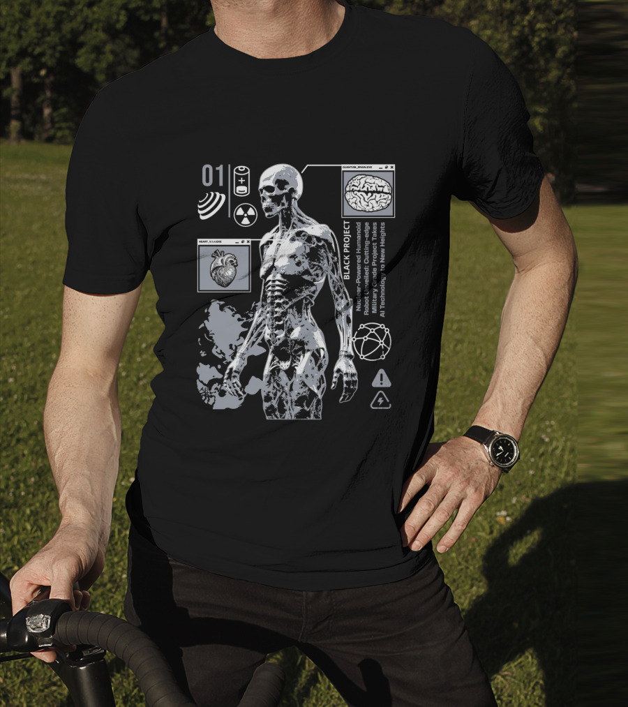 Black Project Nuclear Robust Humanoid Quantum Analysis T-Shirt