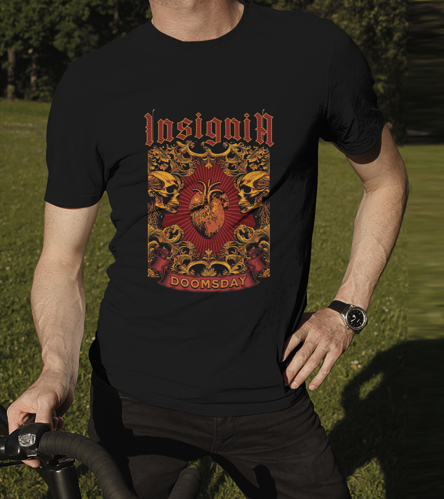 Insignia Doomsday Ornamental Skull Heart T-Shirt