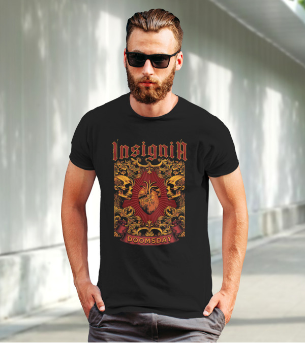 Insignia Doomsday Ornamental Skull Heart T-Shirt