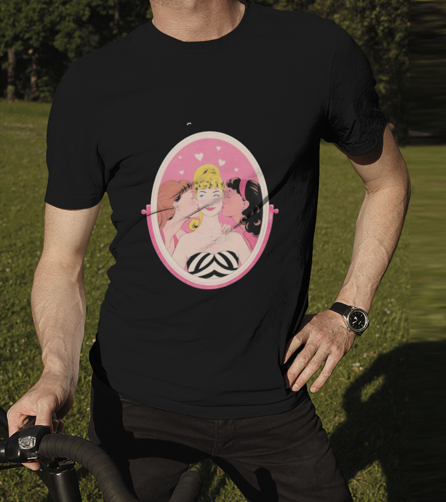 This Barbie Likes Girls Retro Pink Mirror Heart Motif T-Shirt