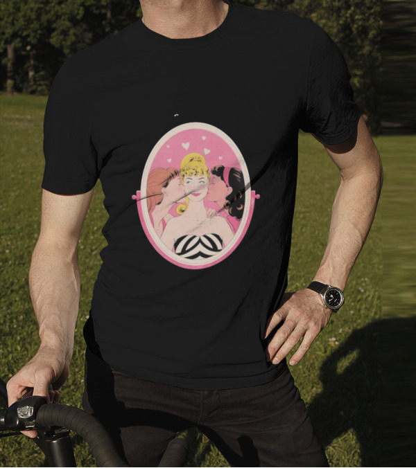 This Barbie Likes Girls Retro Pink Mirror Heart Motif T-Shirt