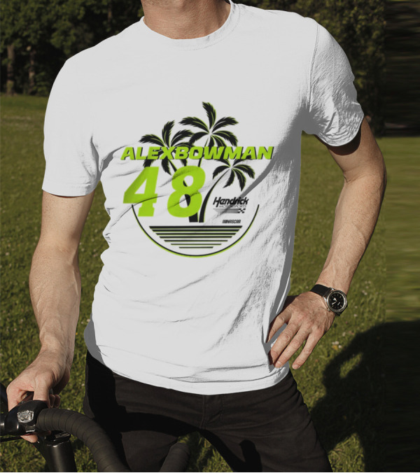 Alex Bowman 48 Hendrick Motorsports NASCAR Palm Trees Beach T-Shirt