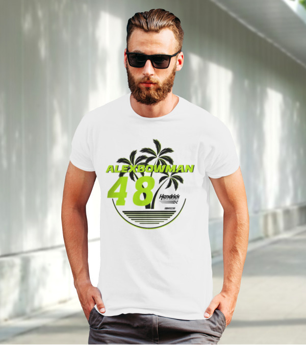 Alex Bowman 48 Hendrick Motorsports NASCAR Palm Trees Beach T-Shirt