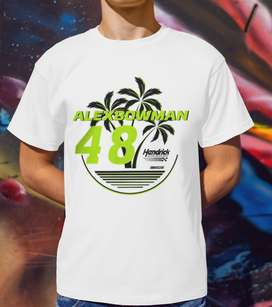 Alex Bowman 48 Hendrick Motorsports NASCAR Palm Trees Beach T-Shirt