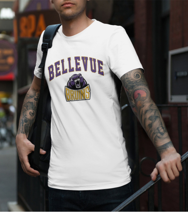 Bellevue University Bruins Roaring Bear Purple And Gold T-Shirt
