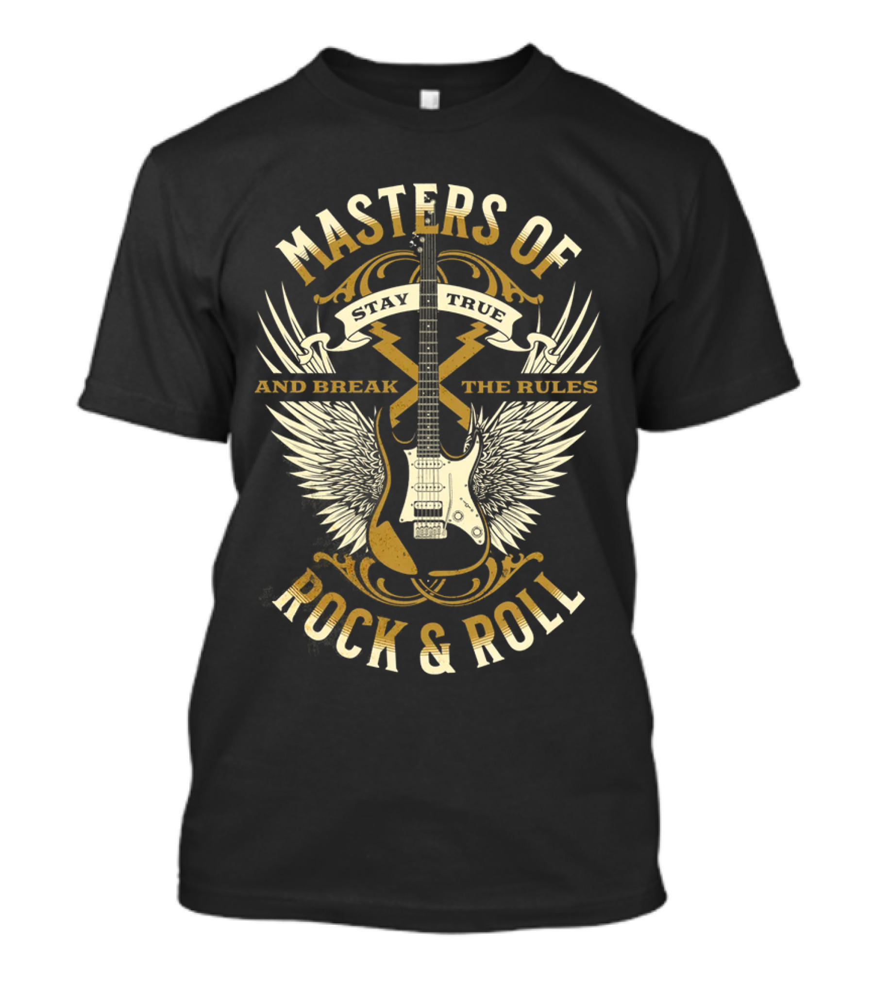 Masters Of Rock And Roll Stay True And Break The Rules Guitar Wings T-Shirt