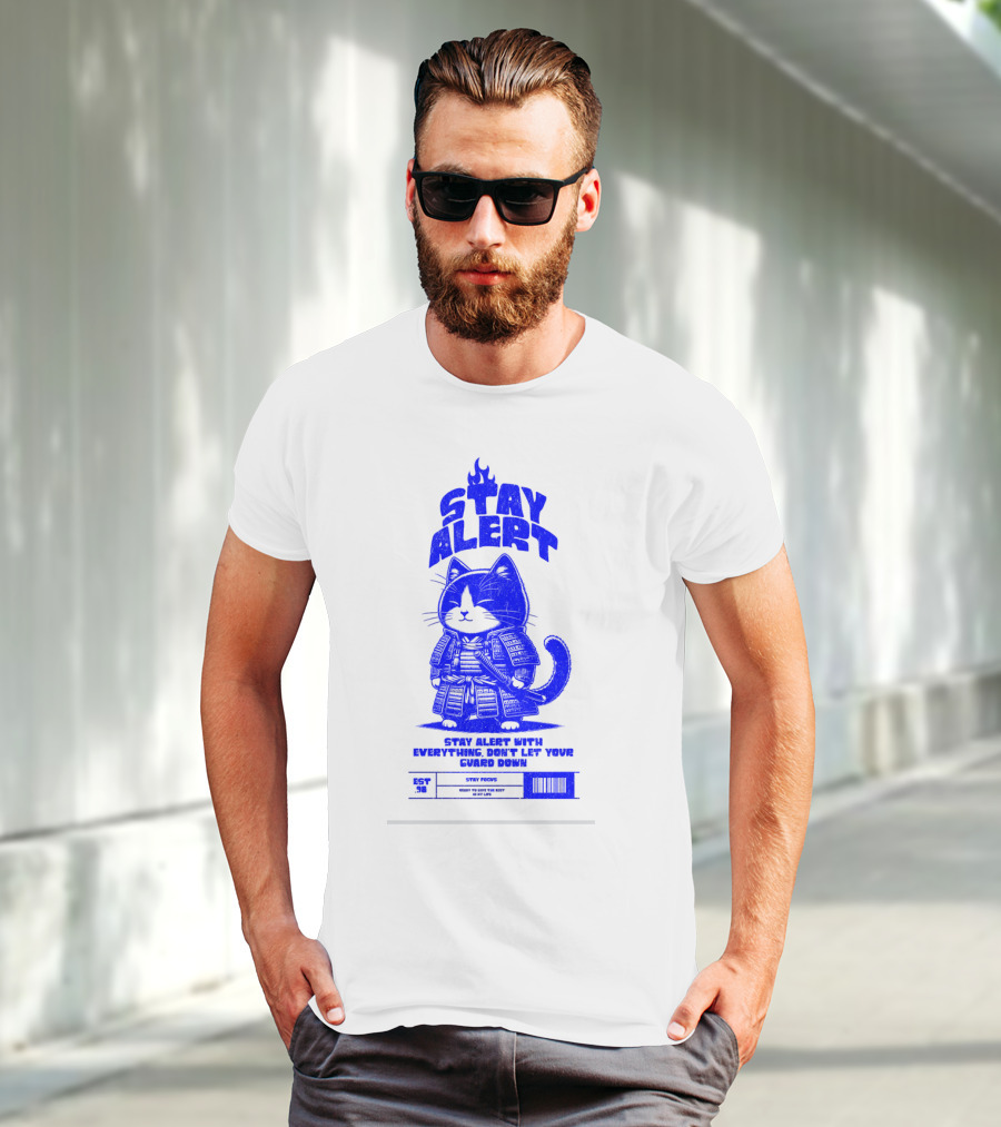 Stay Alert With Everything Don't Let Your Guard Down Cat Ninja T-Shirt