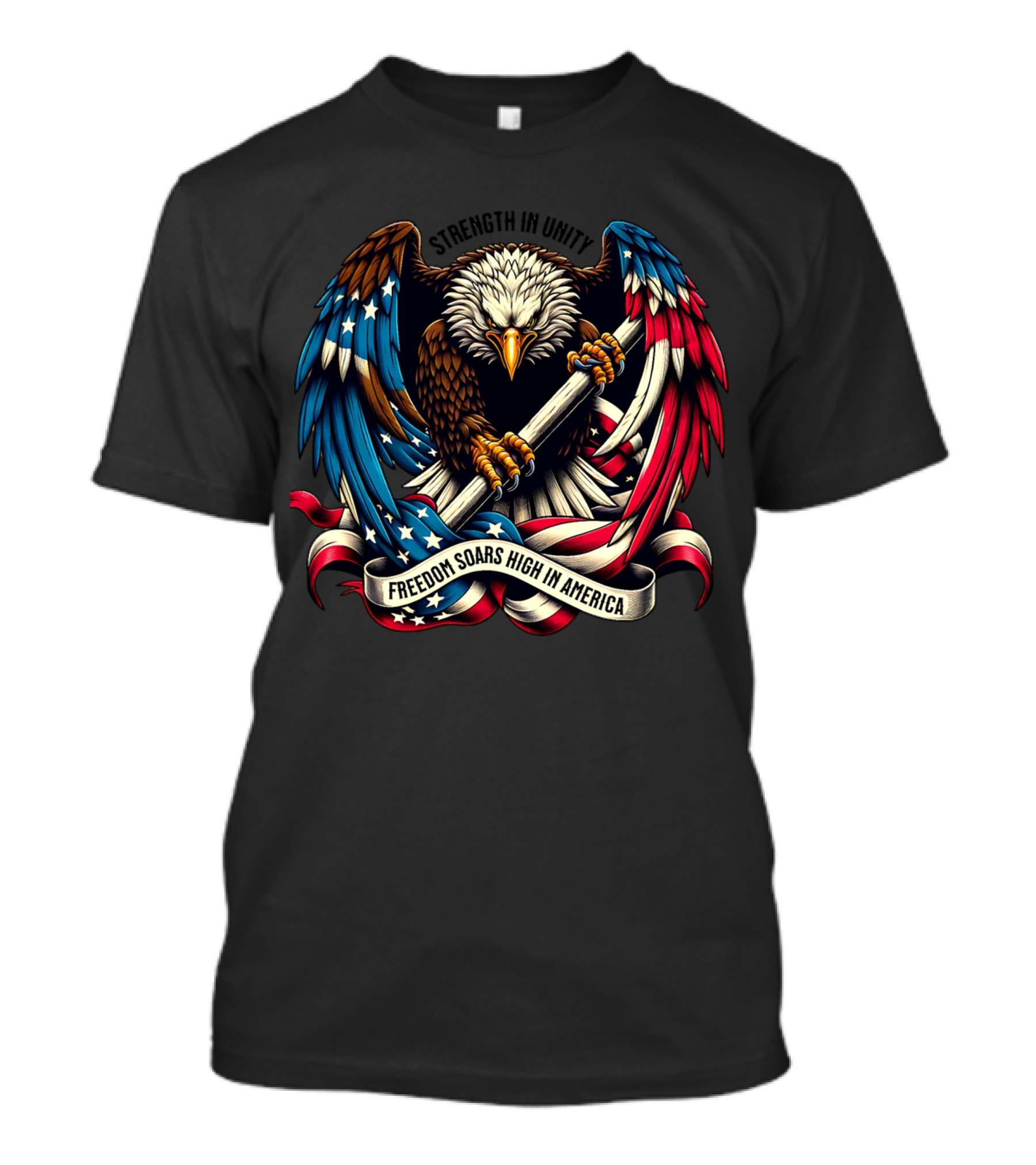 Strength In Unity Freedom Soars High In America Bald Eagle Flag T-Shirt