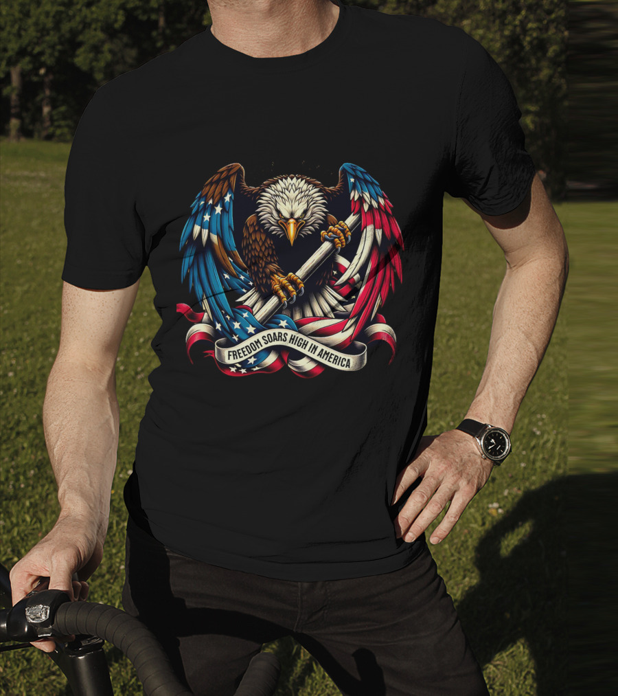 Strength In Unity Freedom Soars High In America Bald Eagle Flag T-Shirt