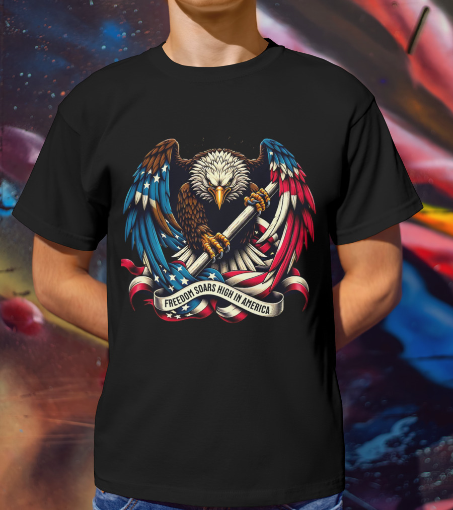 Strength In Unity Freedom Soars High In America Bald Eagle Flag T-Shirt