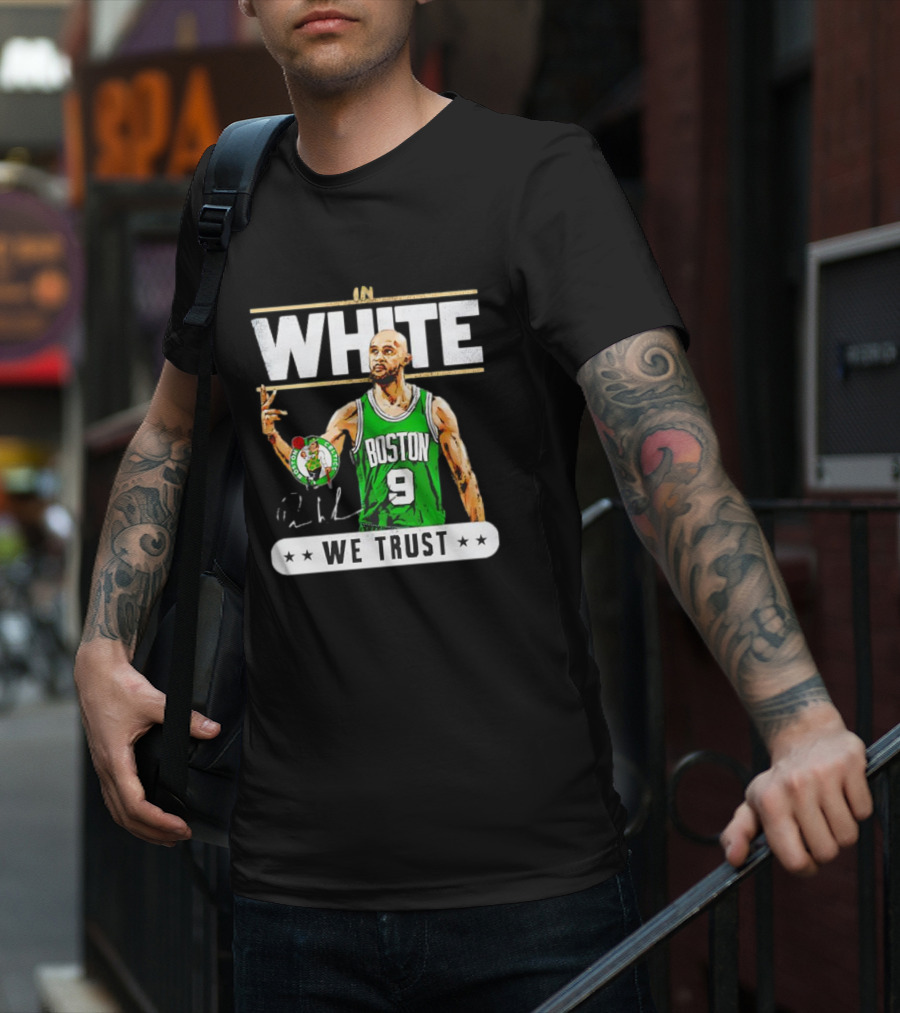 In White Boston Number 9 We Trust T-Shirt