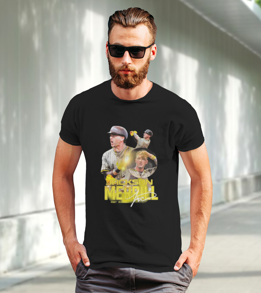 Jackson Merrill San Diego Padres Player Signature Baseball T-Shirt