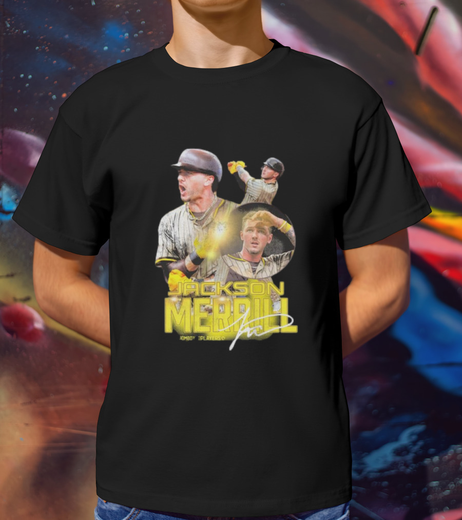 Jackson Merrill San Diego Padres Player Signature Baseball T-Shirt